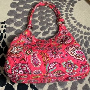 Vera Bradley Retired Floral Pink/Salmon Large Hobo Shoulder Bag Purse